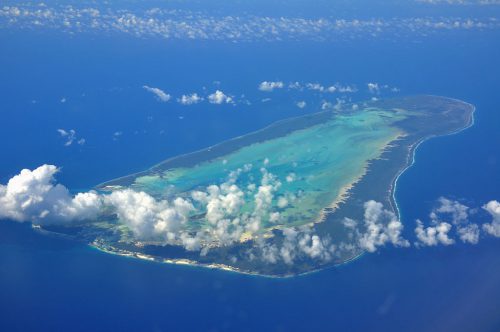 View of the Aldabra Atoll from the air.