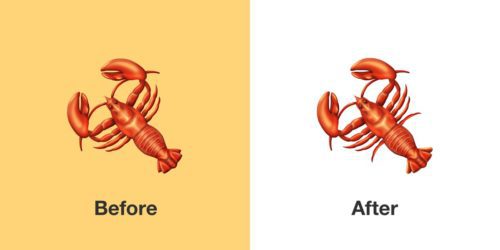 Lobster emoji before and after.