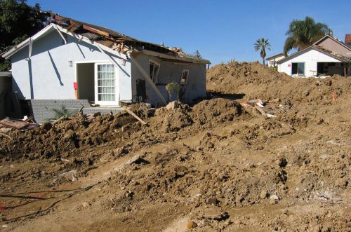 Houses damaged by mudslides - 2005.