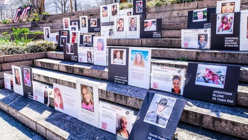 People who have died in gun violence were remembered at the protest.