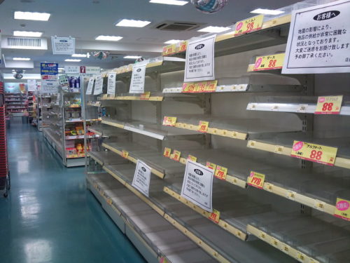 Empty store shelves in Japan.