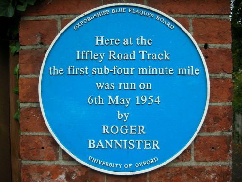 Sign marking the track where Bannister set the record