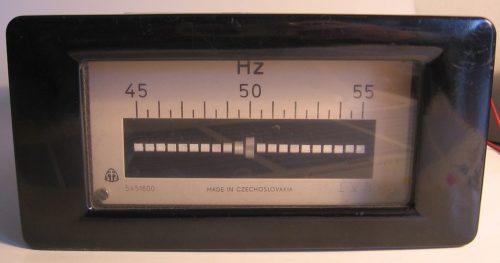 A meter showing slightly lower than 50 changes (cycles) per second