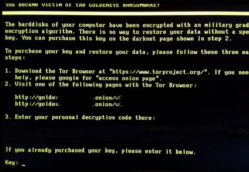 Example of a ransomware message.