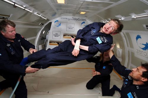 Stephen Hawking enjoys zero gravity in a special airplane flight.