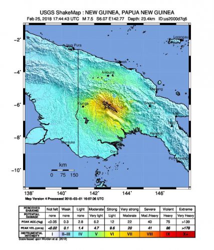 This "shake map" shows where the earthquake was the strongest.