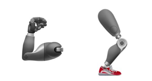 These artificial arm and leg emojis could represent someone who had lost an arm or leg.