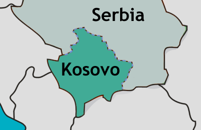 Map showing Serbia and Kosovo