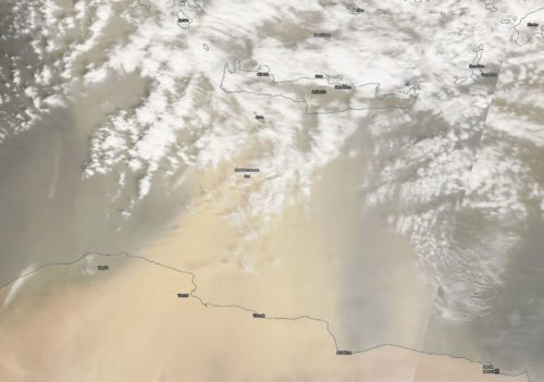 Picture taken from space shows sand from north Africa blowing toward Greece.