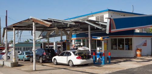 This gas station opened back up about a month after the hurricane. Some businesses have had a hard time without electricity.