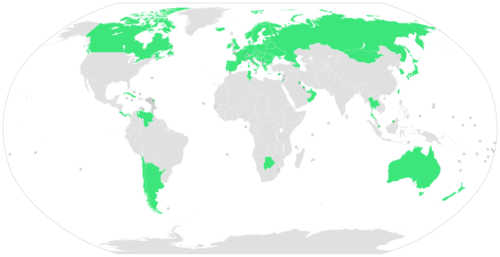 Many countries already have some sort of Universal Health Coverage (green).