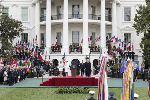 French President Macron and his wife visit the White House on a state visit.