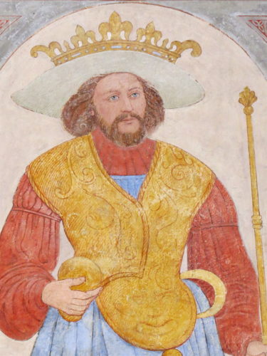 Painting of Harald Blåtand Gormsson (Bluetooth) in Roskilde Cathedral.