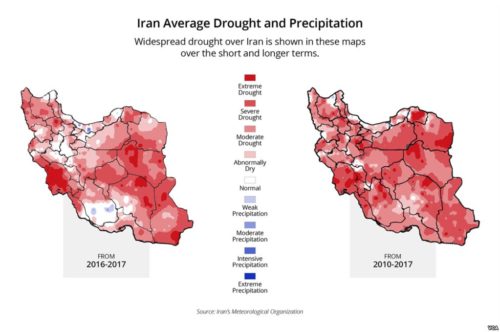 Map showing drought conditions in Iran