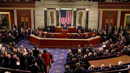 French president Emmanuel Macron speaks to Congress.