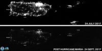 Pictures taken from space show that most electricity is out in Puerto Rico after the hurricane.