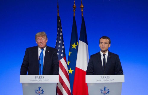 President Trump and President Macron in France, 2017.