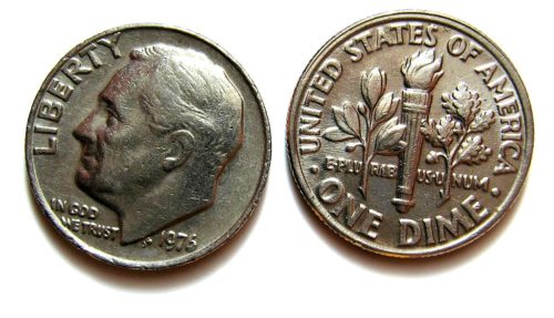 US dime (10 cent coin).