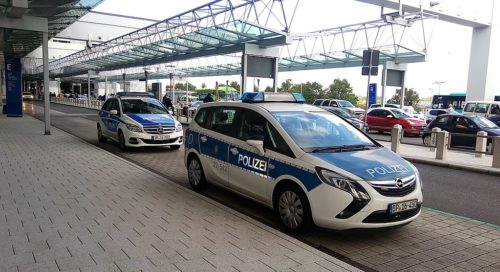 German police car at airport.