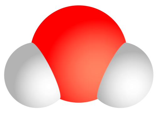 A water molecule is formed of two hydrogen atoms and one oxygen atom (H2O).