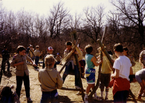 Scouts learn skills and values through outdoor activities.