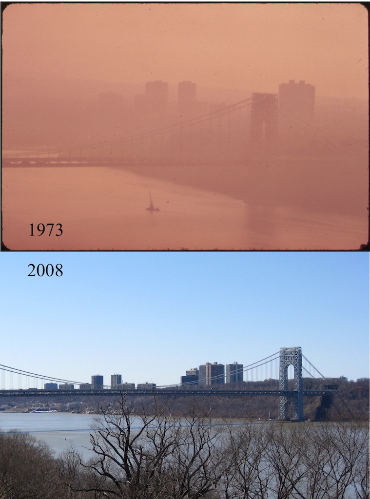 George Washington Bridge in New York city, 1973, 2008.