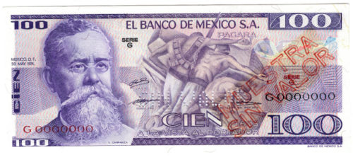 Mexican 100 Peso Bill