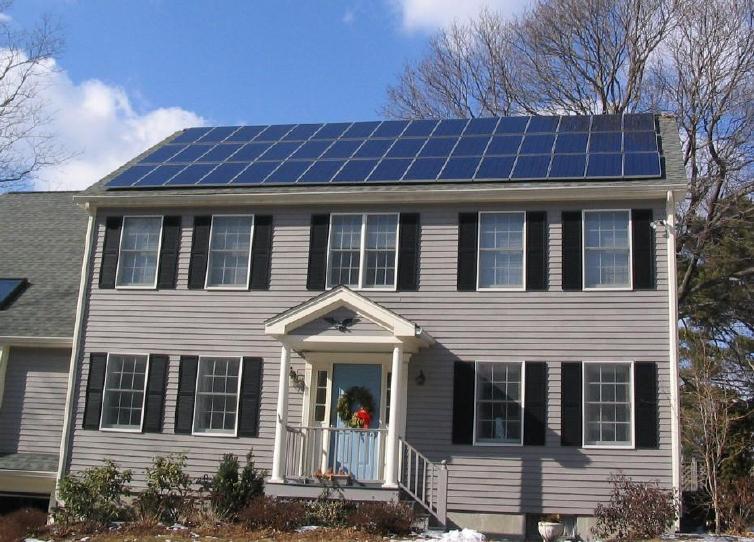 Home with solar panels