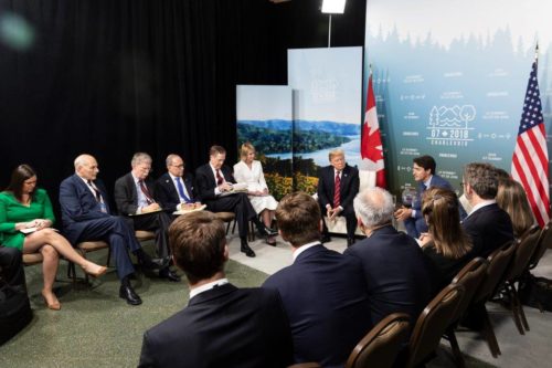 President Trump and Canadian Prime Minister Trudeau during the G7 meeting in Canada.