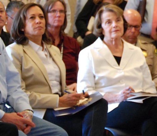 California's US senators, Kamala Harris (left) and Diane Feinstein.