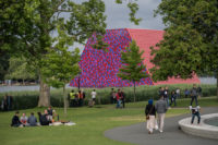 The London Mastaba is floating in Hyde Park in London.