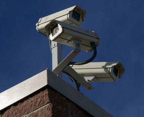 Surveillance cameras.