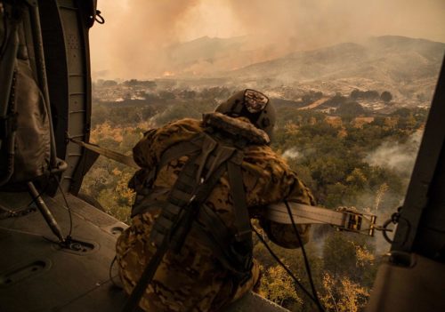 Flying over the Thomas Fire, Dec. 9, 2017, in Ventura County, California.