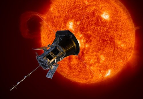 This is an artist’s idea of what the Parker Solar Probe will look like near the sun.