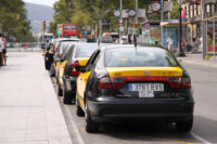 Line of taxis in Barcelona