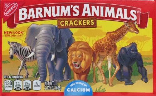 Barnum's Animals crackers box showing freed animals.