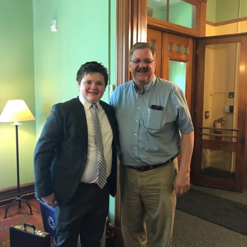 Ethan Sonneborn with Vermont Secretary of State, Jim Condos.