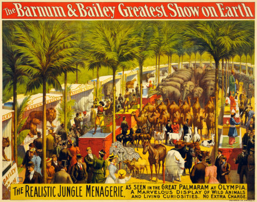 Poster for Barnum and Bailey's circus.