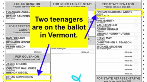 Portion of a sample ballot for Vermont's 2018 primary election.
