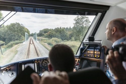 Driver's eye view from a hydrogen train.