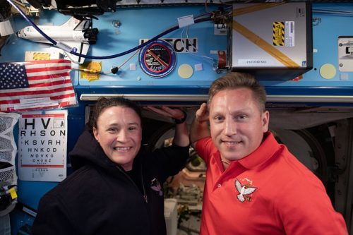 Astronauts Serena Auñón-Chancellor of NASA and Sergey Prokopyev of Roscosmos