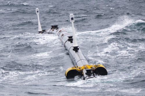 System 001 in rough seas during a tow test.