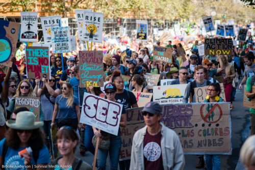 People protesting for action on climate change, San Francisco, CA, 2018