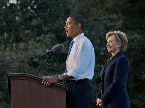 Obama-Clinton rally in Orlando. Barack Obama and Hillary Clinton in Orlando, Florida on October 20, 2008.