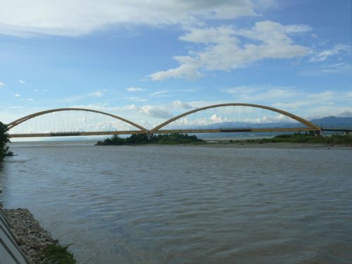 Image of arched bridge in Palu, Indonesia.