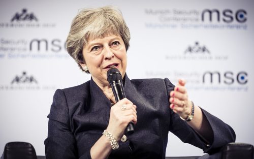 Theresa May during the Munich Security conference, 2018