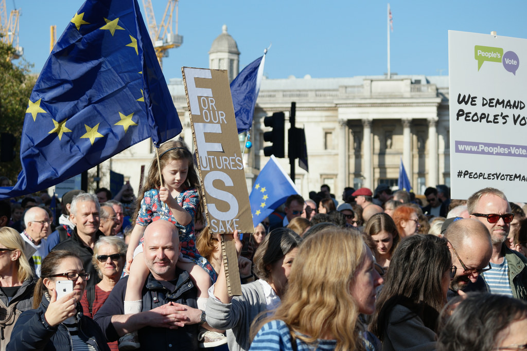 People's Vote March 20 October, 2018. Girl on shoulders.