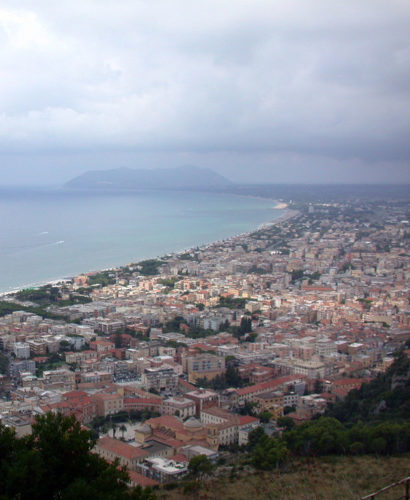 View of Terracina, Italy with overcast skies.