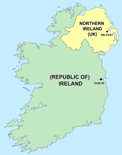 Political capitals of the countries Ireland and Northern Ireland