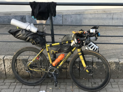 Ms. Graham's bike, loaded down with gear.